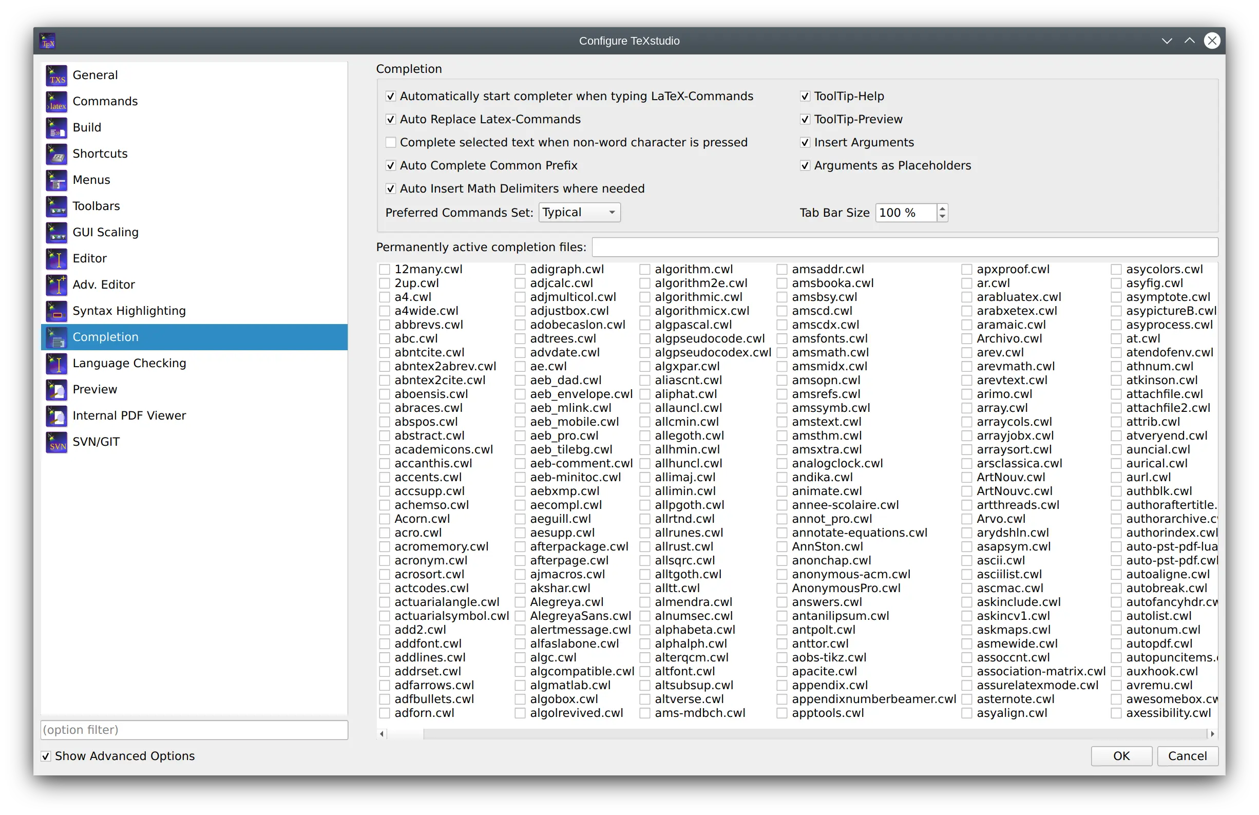 Configure Completion advanced