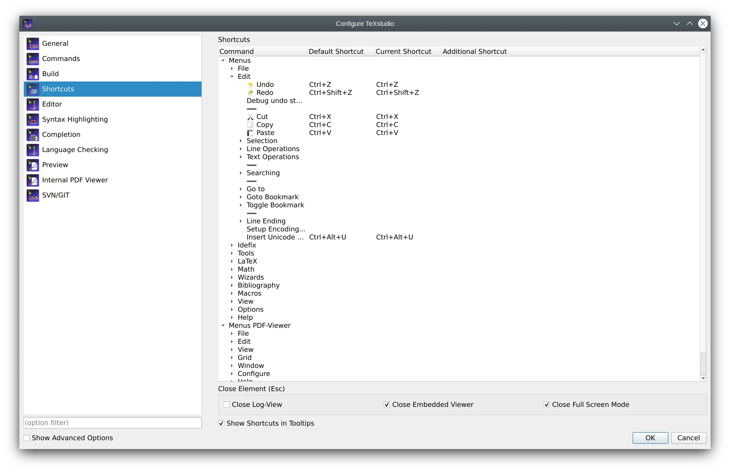 Configure Shortcuts