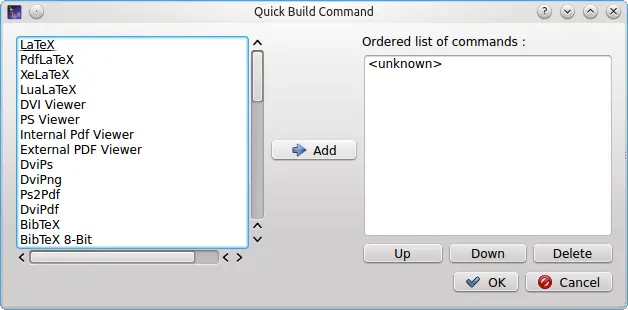 Configure user commands from known commands